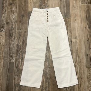 Reformation corderoy pants. Size 26. Ivory. Like new.  Full length. Button fly
